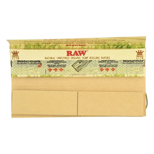 RAW Connoisseur Organic Hemp Rolling Papers & Tips | King Size Size | 1pk | 32 Tips per Pack | 32 Leaves per Pack