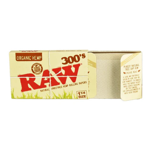RAW 300s Organic Hemp Rolling Papers | 1 1/4 Size | 1bk | 300 Sheets per Booklet