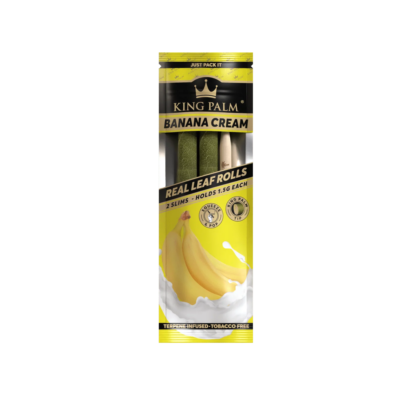 King Palm Hand Rolled Leaf | Banana Cream | 2-Slims | 1.5g | 1pk | 2 Hand-Rolled Leaf Wraps per Pack