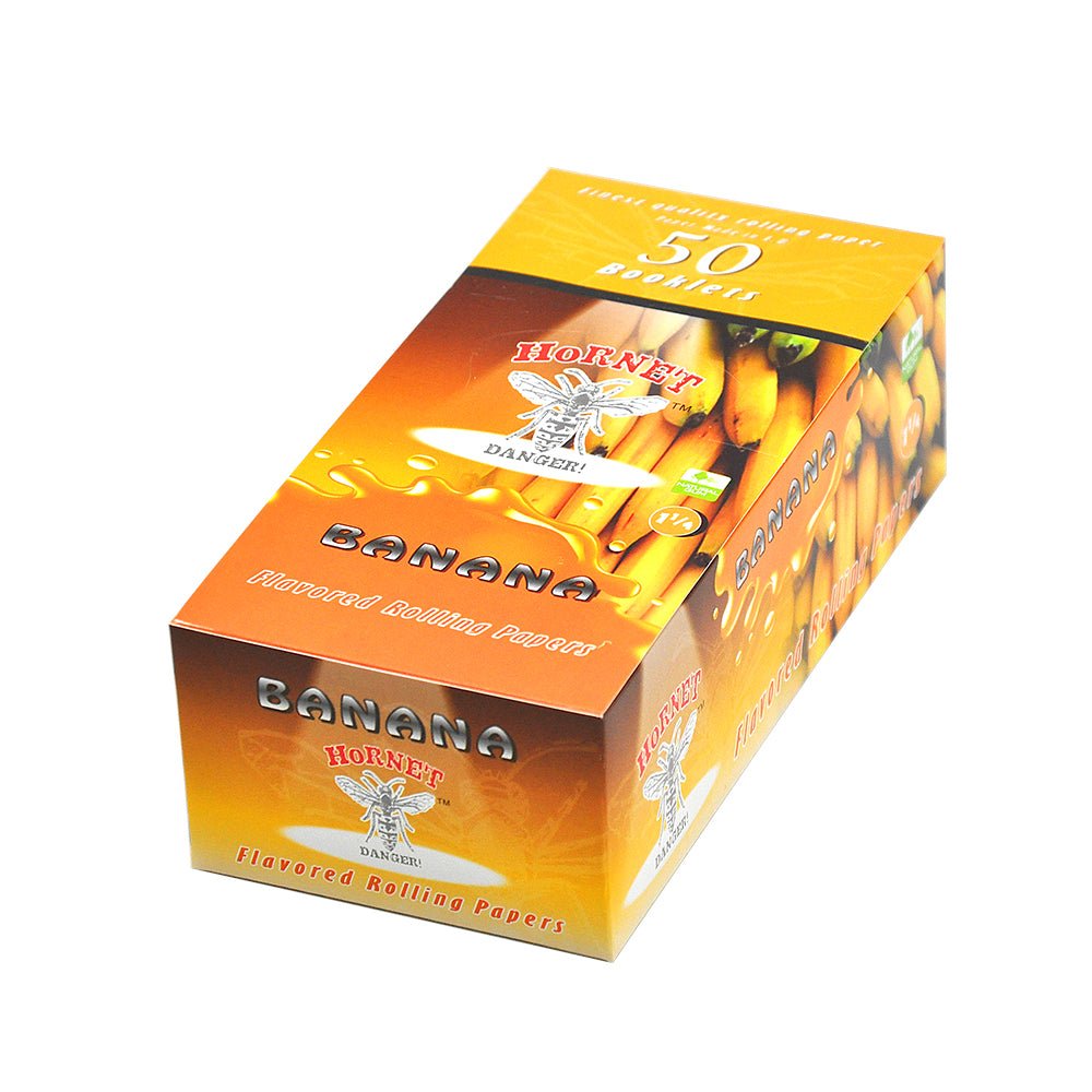 Hornet Fine European Flavored Rolling Papers | Banana | 1 1/4 Size | 1pk | 50 Leaves per Pack