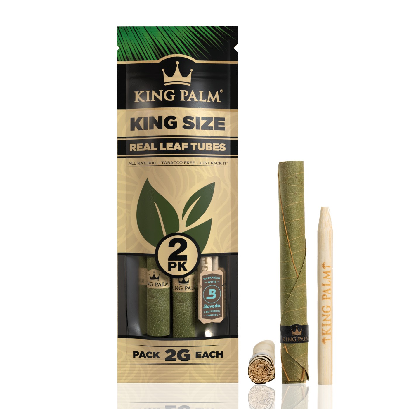 King Palm Hand-Rolled Leaf Wraps | King | 2g | 1pk | 5 Hand-Rolled Leaf Wraps per Pack