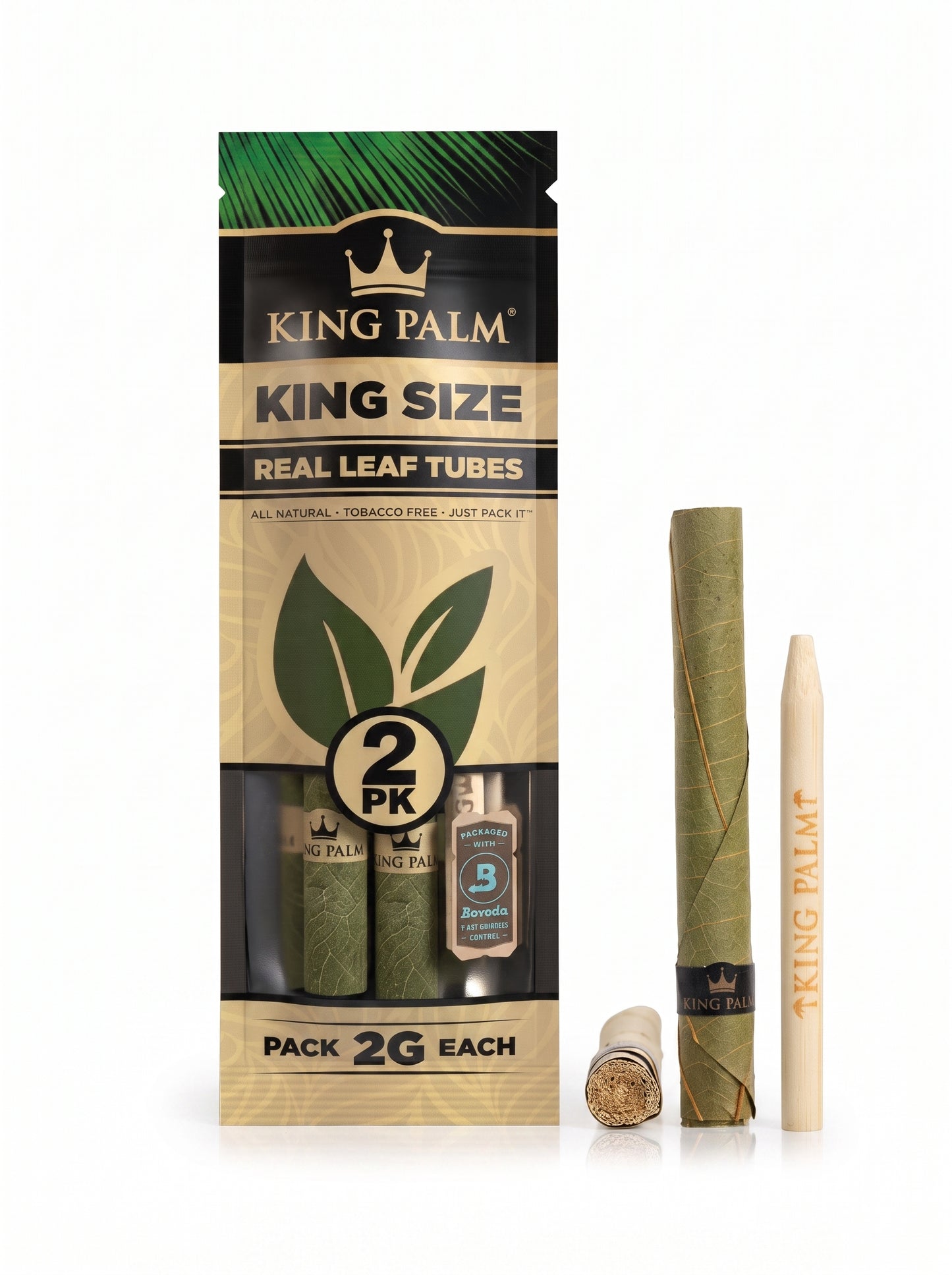 King Palm Hand-Rolled Leaf Wraps | King | 2g | 1pk | 5 Hand-Rolled Leaf Wraps per Pack