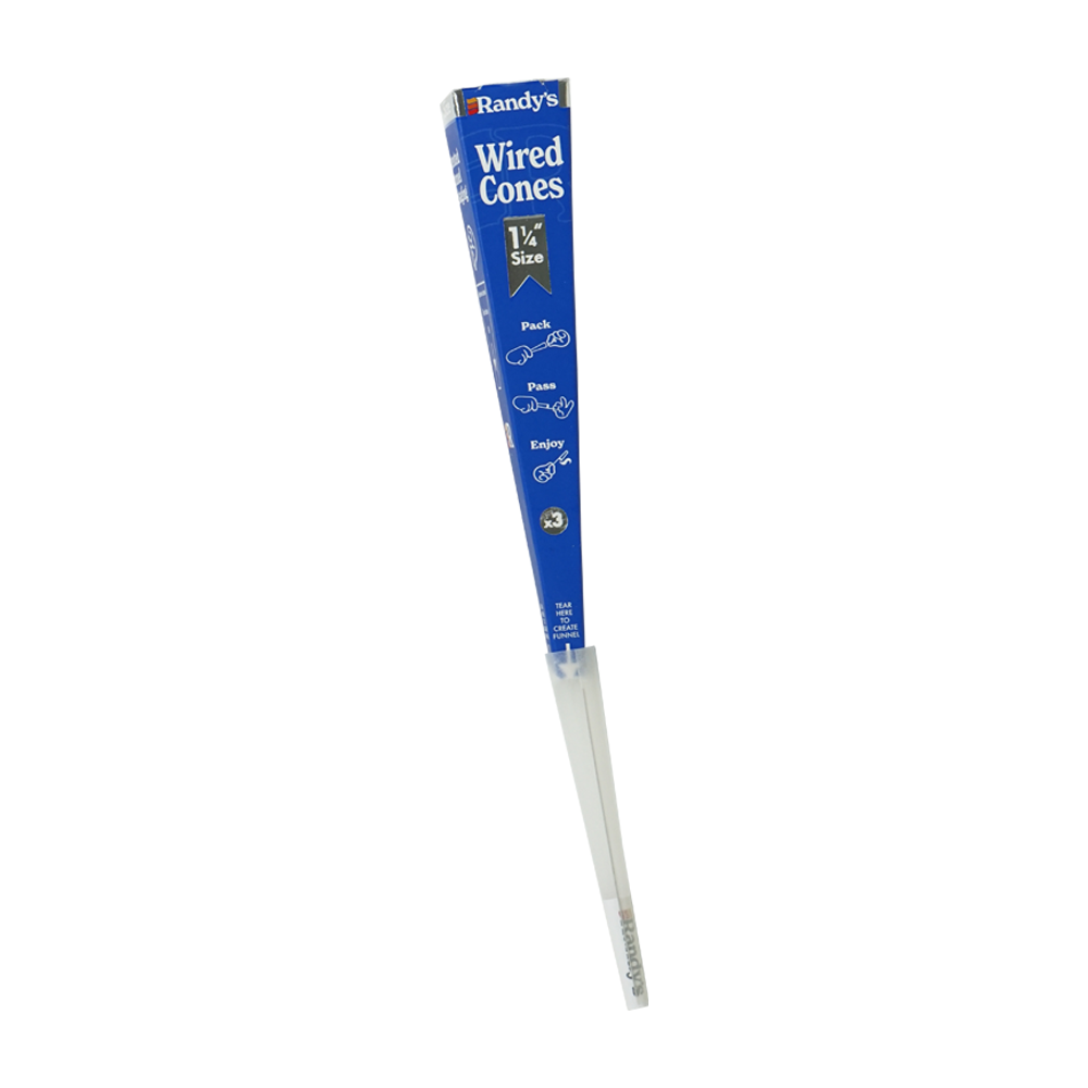 Randy's Wired Pre-Rolled Cones | 1 1/4 Size | 1pk | 3 Wired Cones per Pack