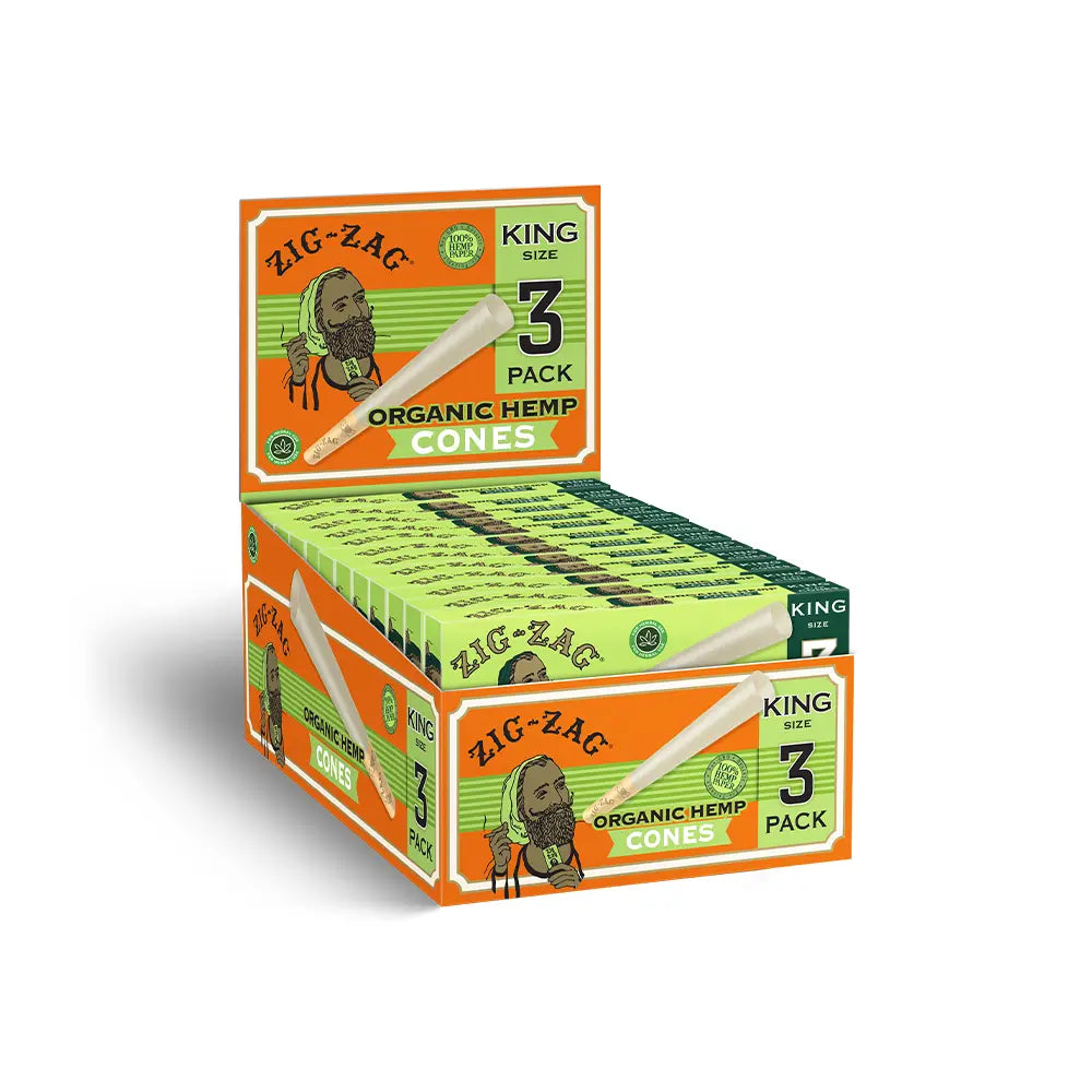 Zig Zag Organic Hemp Cones | King Size | 3pc | 1pk | 3 Cones per Pack