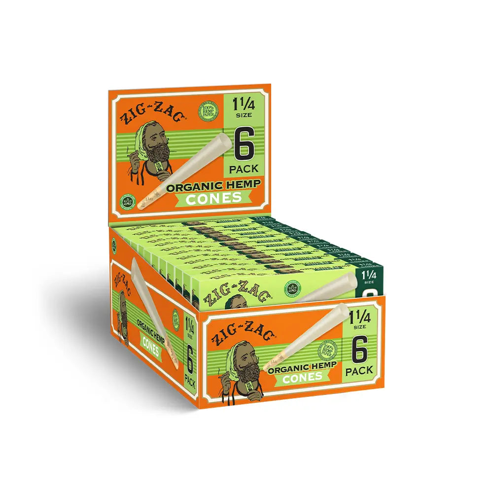 Zig Zag Organic Hemp Cones | 1 1/4 Size | 6pc | | 1pk | 6 Cones per Pack