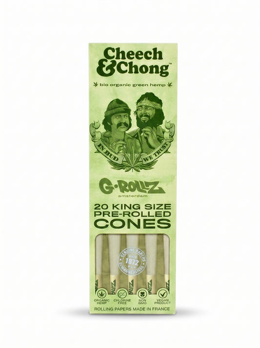 Cheech & Chong™ x G-ROLLZ Organic Hemp Cones | King Size | 1bx | 20 Green Cones per Pack