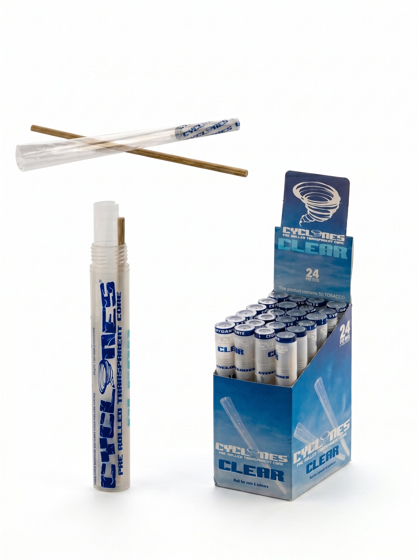 Cyclones Pre-Rolled Transparent Cones | Klear | 1 Tube | 2 Pre-Rolled per Tube
