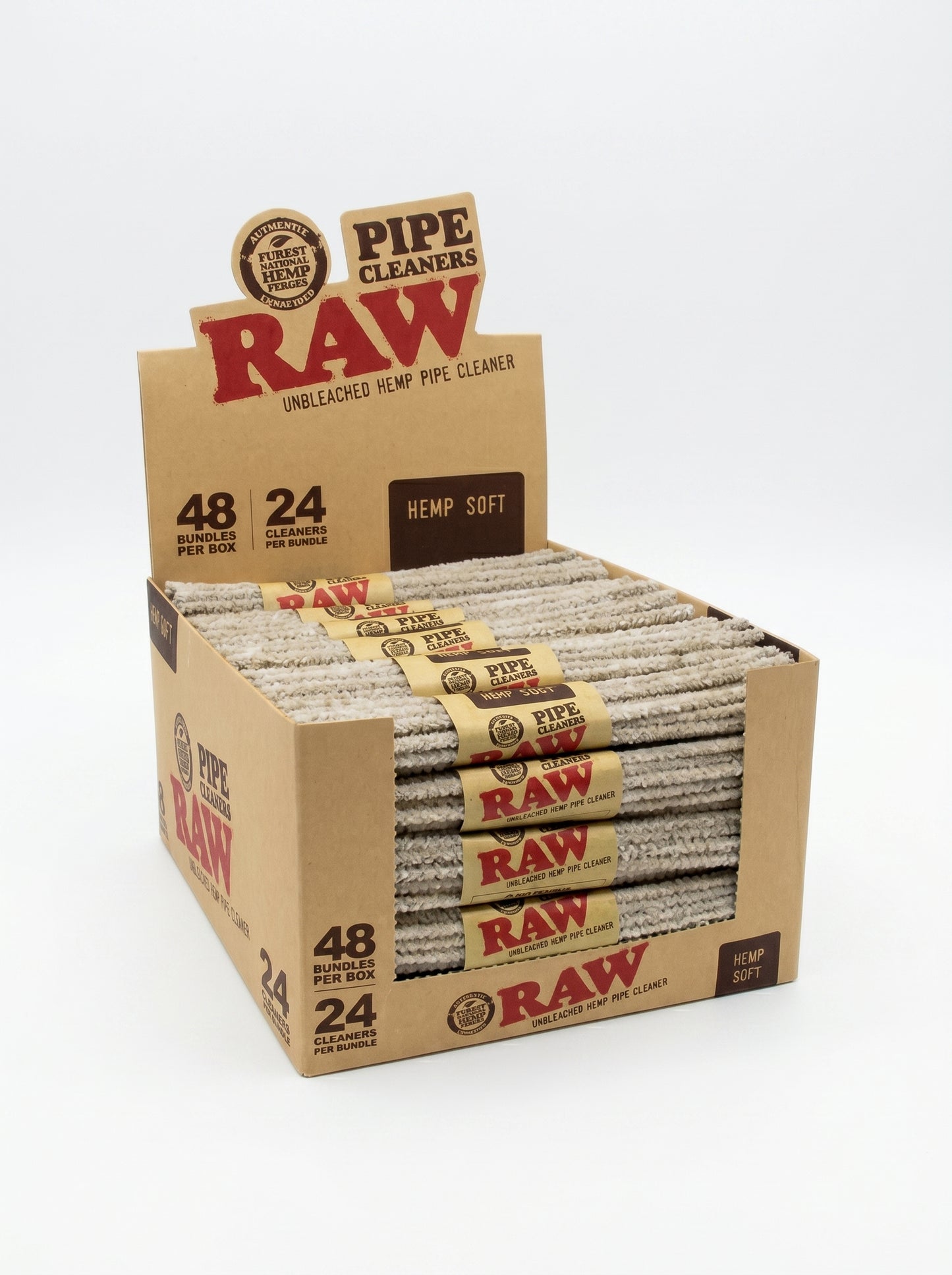 RAW Unbleached Hemp Pipe Cleaners | Soft | 1bdl | 24 Soft Cleaners per Bundle