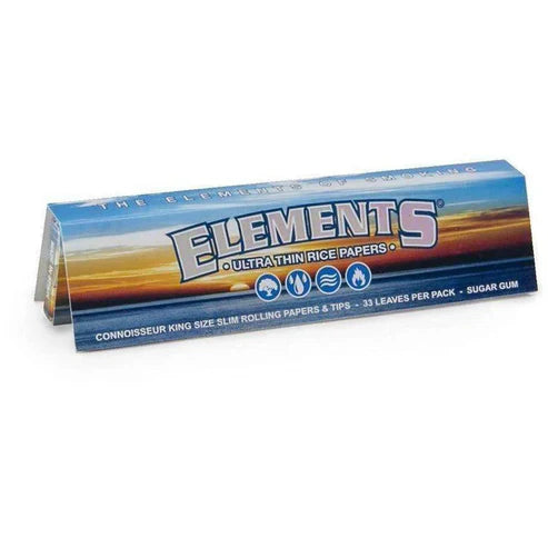 Elements Connoisseur Classic Rolling Papers & Tips | King Size Size | 1pk | 32 Tips per Pack | 32 Leaves per Pack