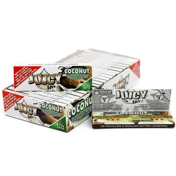 Juicy Jay's Flavored Rolling Papers | Coconut | 1 1/4 Size | 1pk | 32 Leaves per Pack