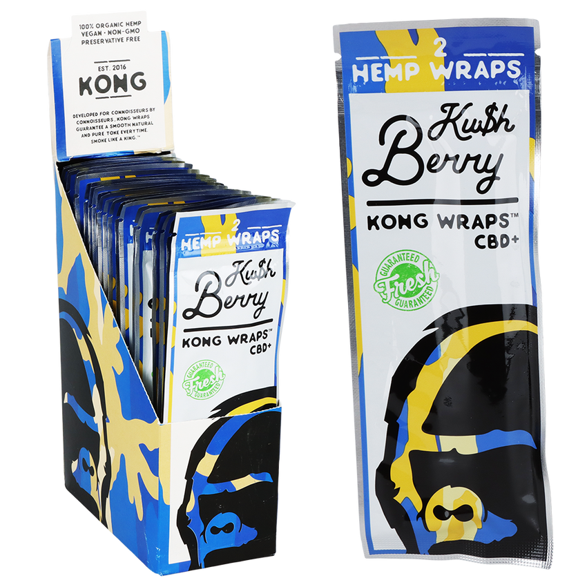 Kong Organic Hemp Wraps w/CBD | Ku$hBerry | 1pk | 2 Wraps per Pack