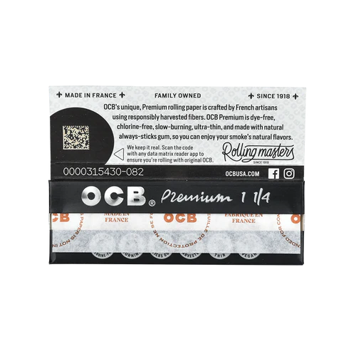 OCB Premium Rolling Papers | 1 1/4 Size | 1pk | 50 Leaves per Pack