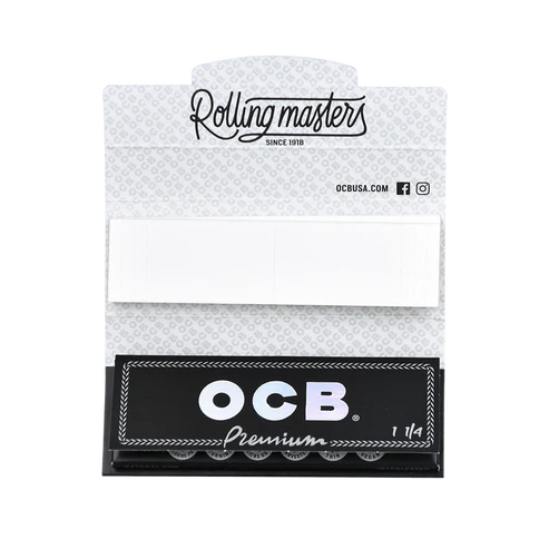 OCB Premium Rolling Papers & Tips | 1 1/4 Size | 1pk | 50 Tips per Pack | 50 Leaves per Pack