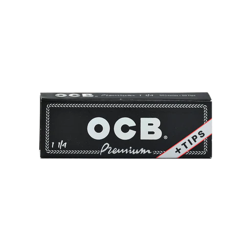 OCB Premium Rolling Papers & Tips | 1 1/4 Size | 1pk | 50 Tips per Pack | 50 Leaves per Pack