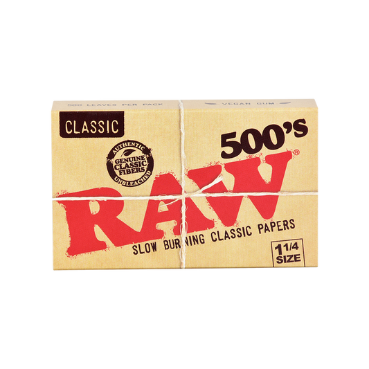 RAW 500's Classic Rolling Papers | 1 1/4 Size | 1bk | 500 Sheets per Booklet