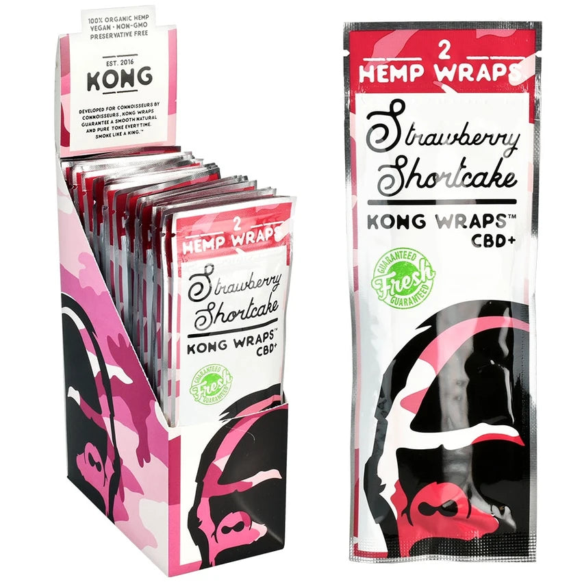 Kong Organic Hemp Wraps w/CBD | Strawberry Shortcake | 1pk | 2 Wraps per Pack