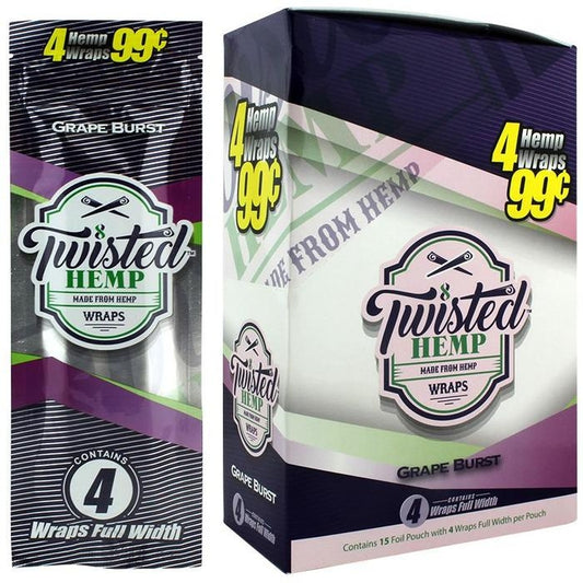 Twisted Hemp Wraps | Grape Burst | 1pk | 4 Wraps per Pack