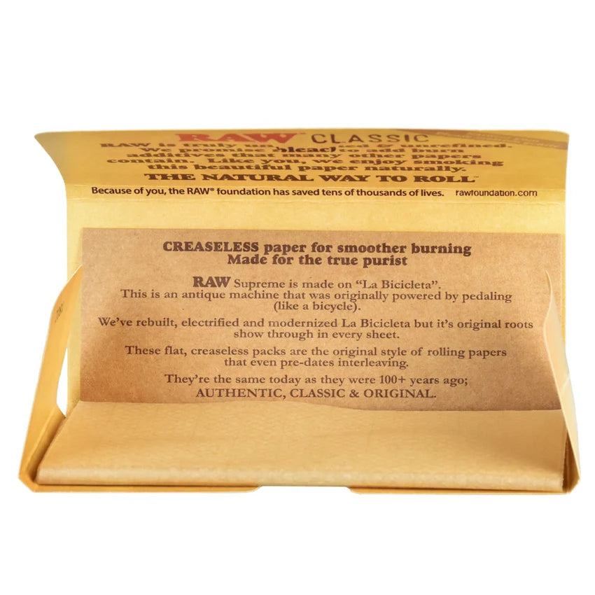 RAW Classic Rolling Papers | King Size Supreme | 1pk | 32 Leaves per Pack