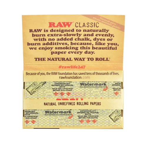 RAW Classic Rolling Papers | Single Wide Size | 1pk | 100 Leaves per Pack