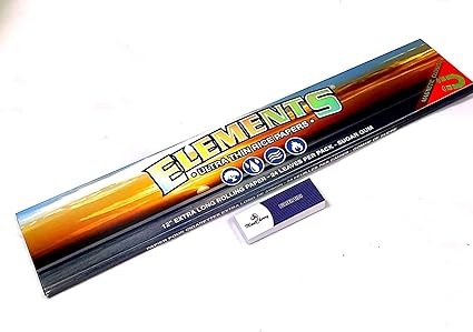 Elements Ultra Thin Super Size Rolling Papers w/Magnetic Closure | 12" | 305mm | 1pk | 24 Leaves per Pack