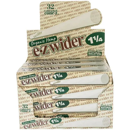 EZ Wider Organic Hemp Cones | 1 1/4 Size | 1bx | 32 Cones per Box