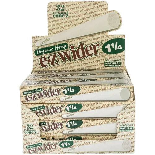 EZ Wider Organic Hemp Cones | 1 1/4 Size | 1bx | 32 Cones per Box