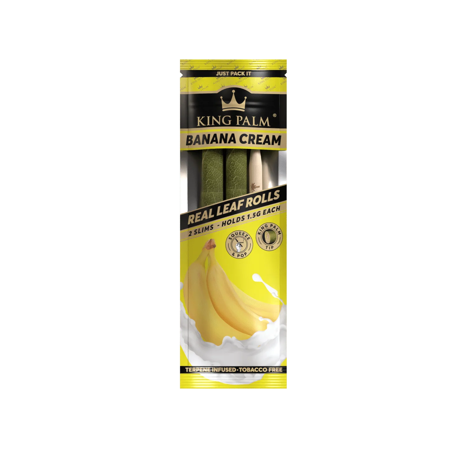 King Palm Hand Rolled Leaf | Banana Cream | 2-Slims | 1.5g | 1pk | 2 Hand-Rolled Leaf Wraps per Pack