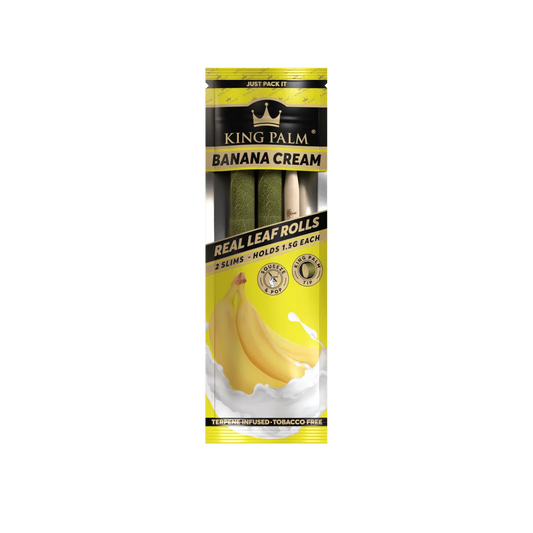 King Palm Hand Rolled Leaf | Banana Cream | 2-Slims | 1.5g | 1pk | 2 Hand-Rolled Leaf Wraps per Pack