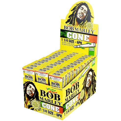 Bob Marley Pre-Rolled Hemp Cones | 1 1/4 Size | 6 Cones per Pack