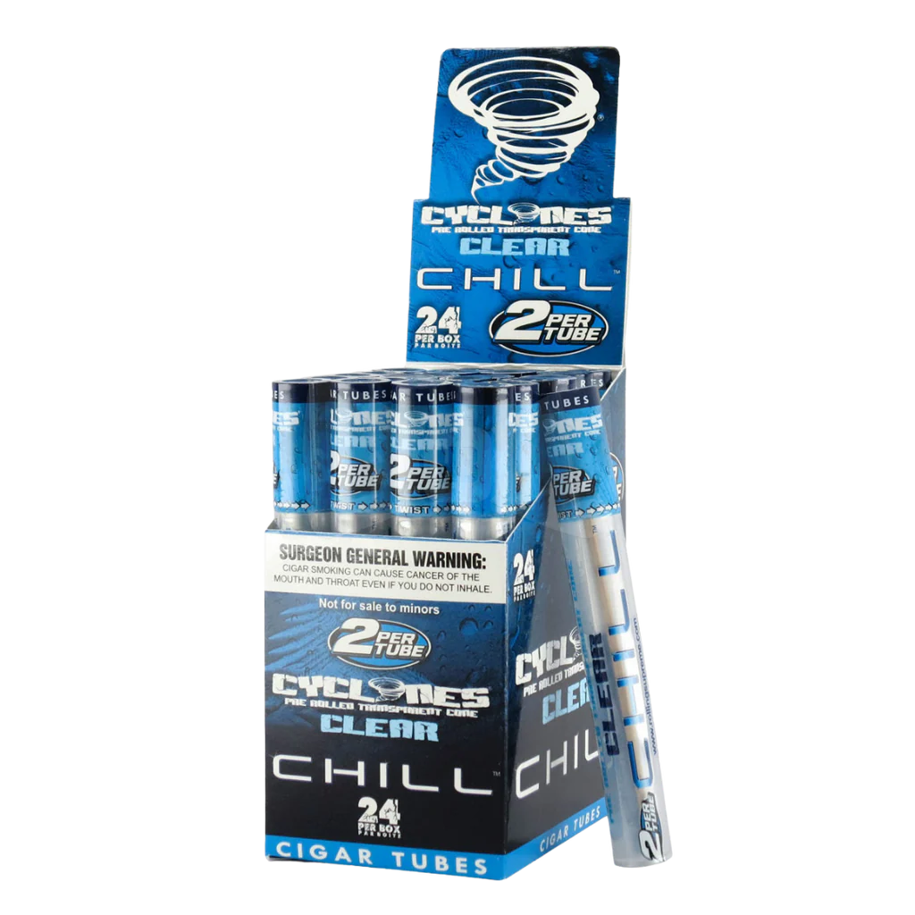 Cyclones Pre-Rolled Transparent Cones | Chill | 1 Tube  | 2 Pre-Rolled per Tube