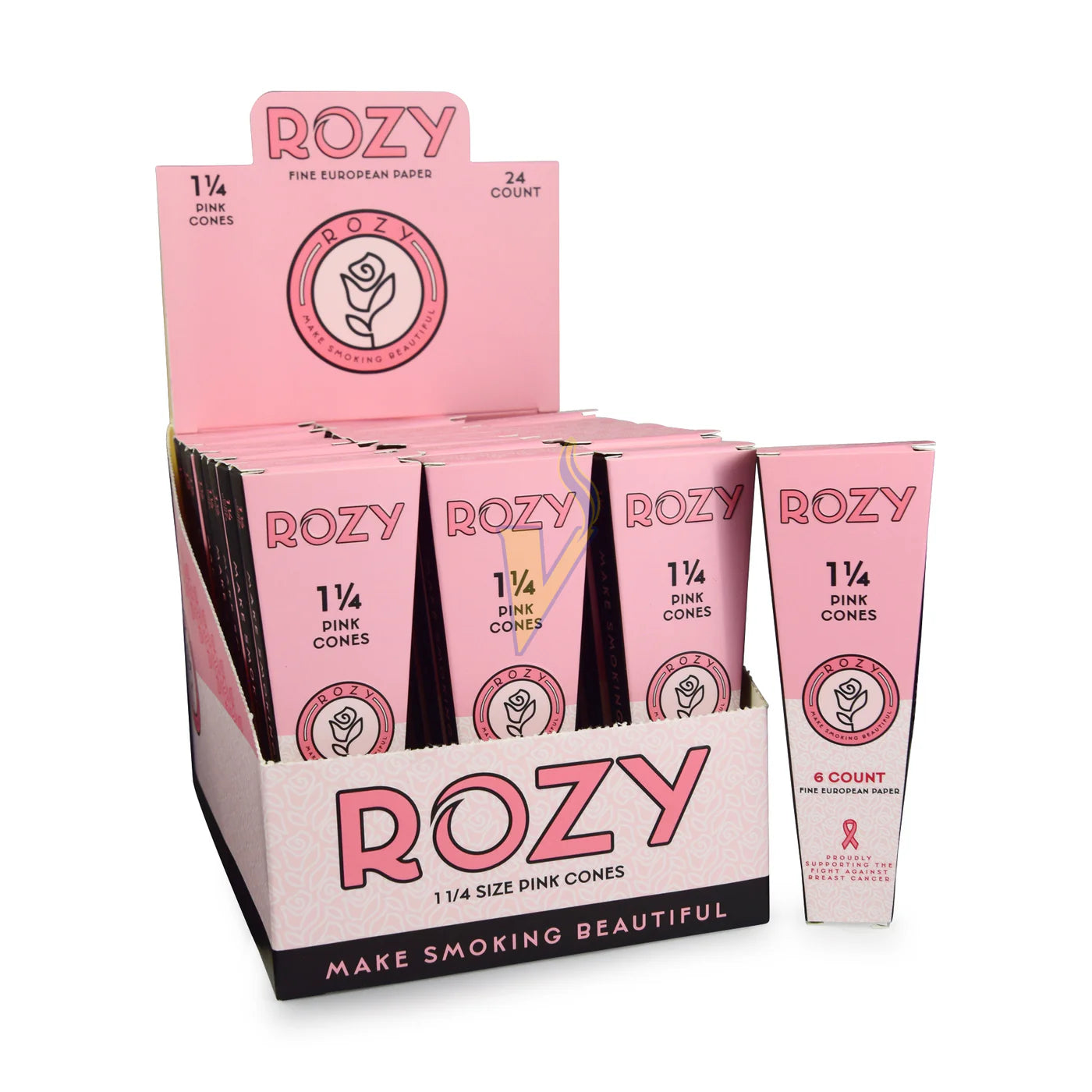 Rozy Pink Pre-Rolled Cones | 1 1/4 Size | 1pk | 6 Fine European Cones per Pack