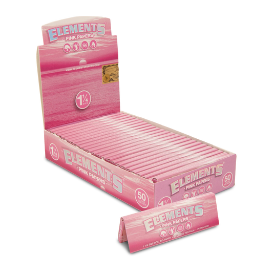 Elements Pink Rolling Papers | 1 1/4 Size | 1pk | 50 Leaves per Pack
