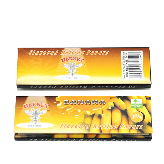 Hornet Fine European Flavored Rolling Papers | Banana  | 1 1/4 Size | 1pk | 50 Leaves per Pack