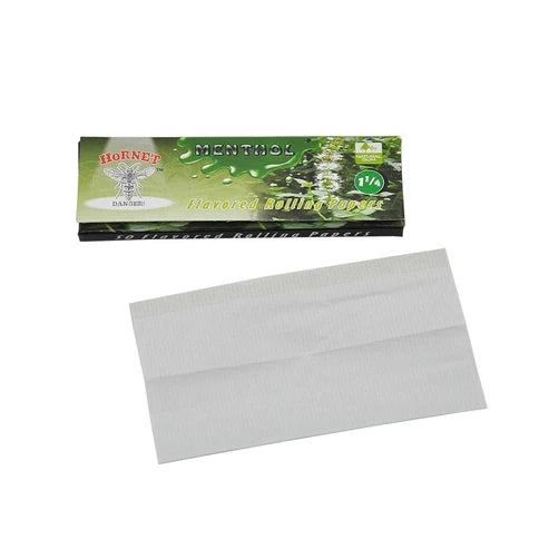 Hornet Fine European Flavored Rolling Papers | Menthol  | 1 1/4 Size | 1pk | 50 Leaves per Pack