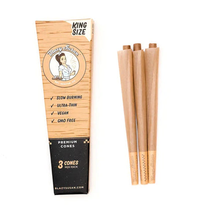 Blazy Susan Unbleached  Pre-Rolled Cones | King Size | 1pk | 3 Cones per Pack