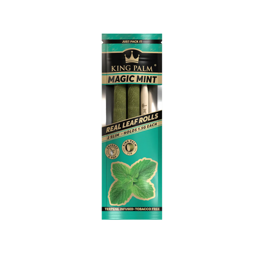 King Palm Hand Rolled Leaf | Magic Mint | 2-Slims | 1.5g | 1pk | 2 Hand-Rolled Leaf Wraps per Pack