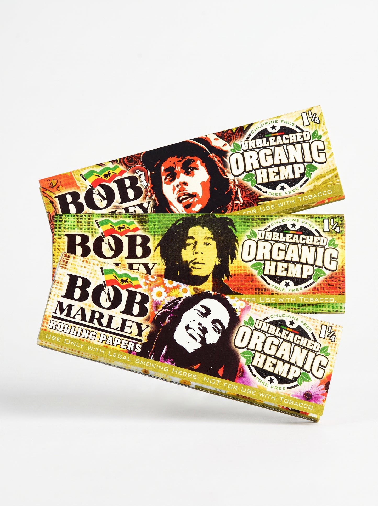 Bob Marley Unbleached Organic Hemp Rolling Papers | 1 1/4 | 25pk Display