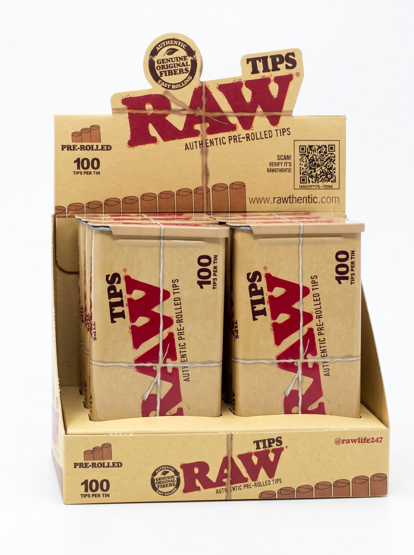 RAW Pre-Rolled Tin Tips | 1pk | 100pc Tin