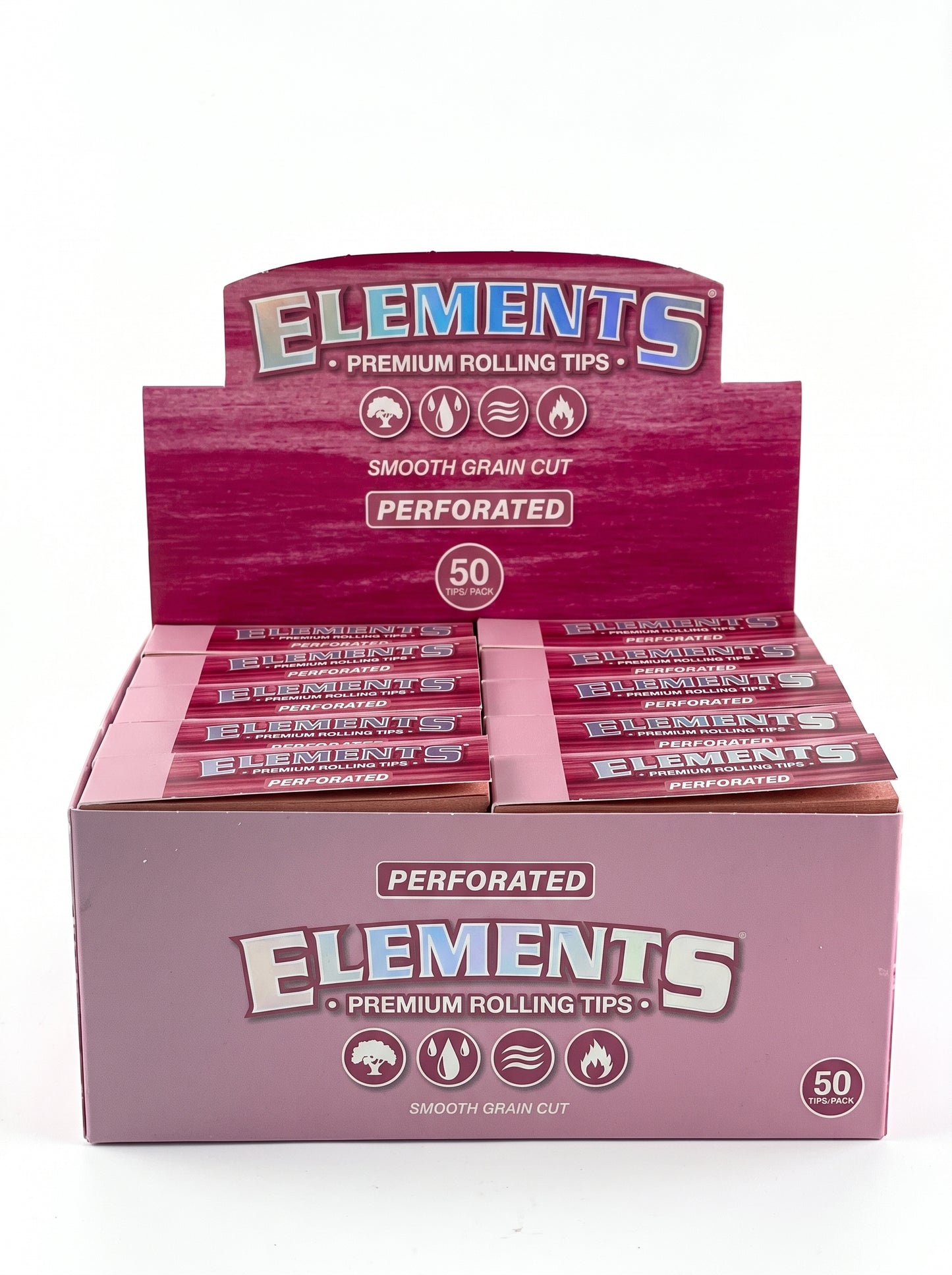 Elements Perforated Pink Rolling Tips | 1pk | 50 Tips per Pack