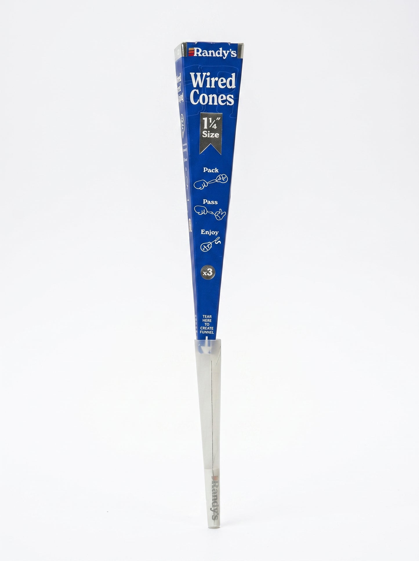 Randy's Wired Pre-Rolled Cones | 1 1/4 Size | 1pk | 3 Wired Cones per Pack