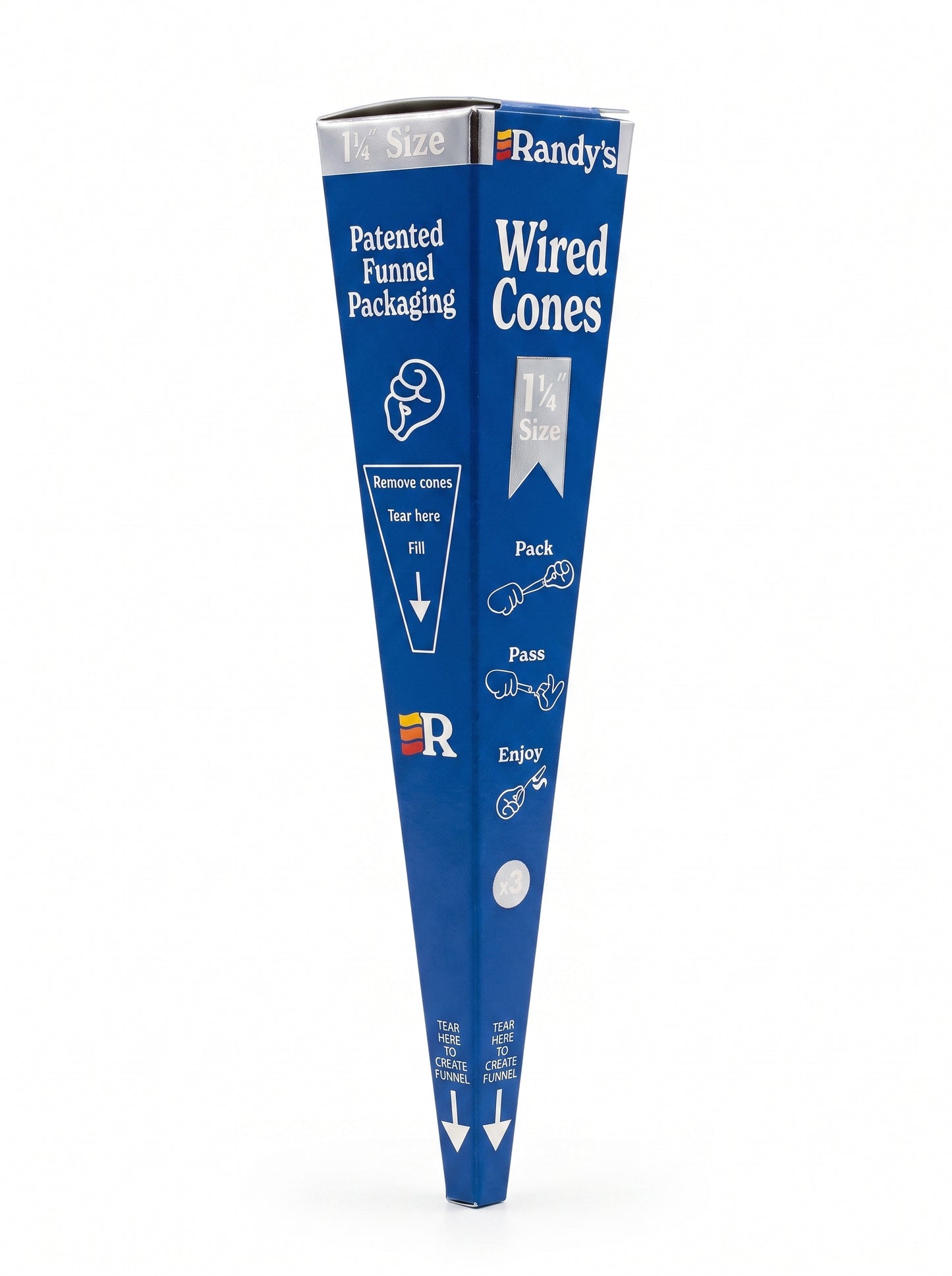 Randy's Wired Pre-Rolled Cones | 1 1/4 Size | 1pk | 3 Wired Cones per Pack