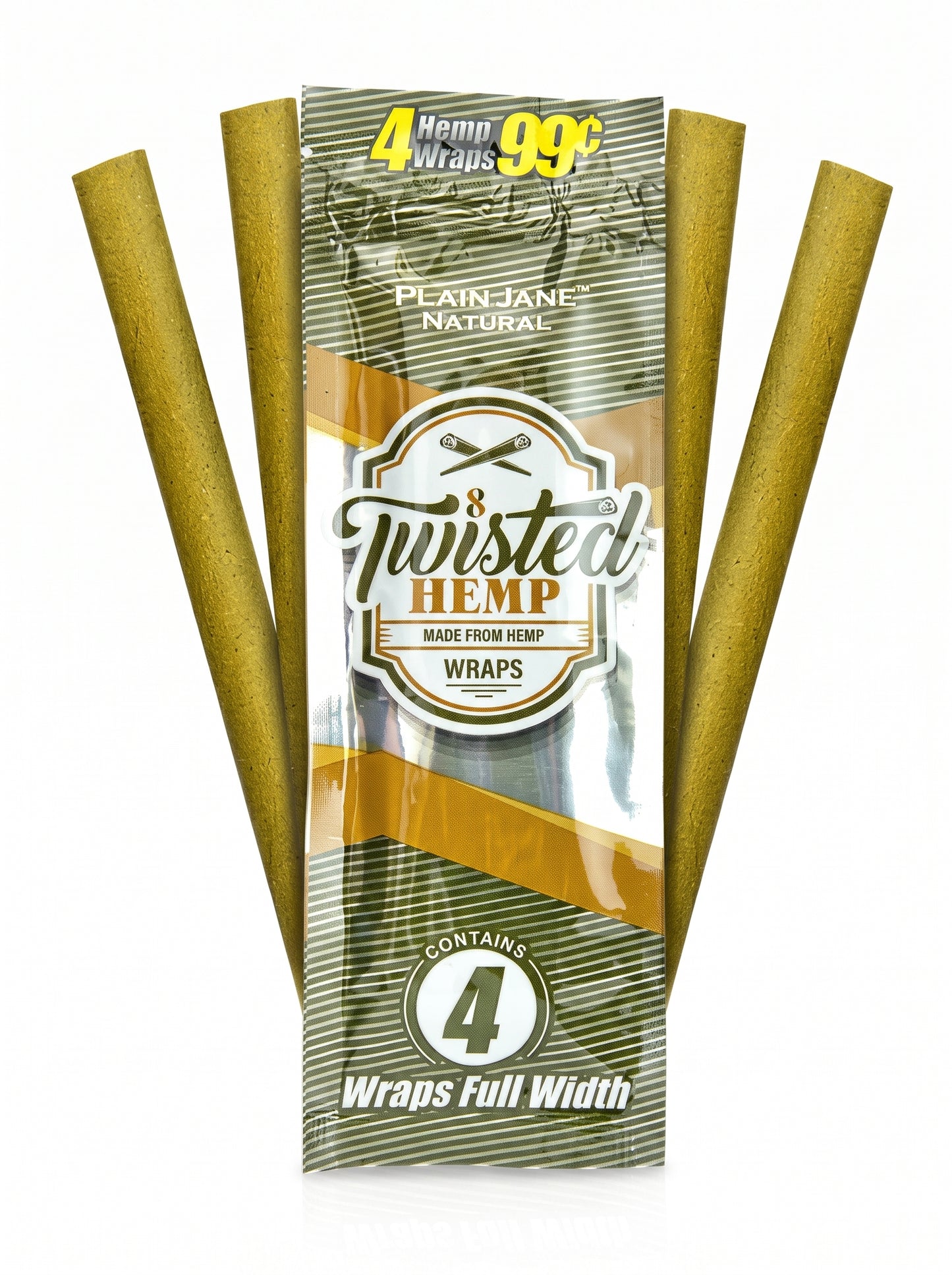 Twisted Hemp Wraps | Plain Jane (Natural) | 1pk | 4 Wraps per Pack