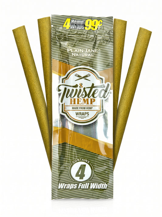 Twisted Hemp Wraps | Plain Jane (Natural) | 1pk | 4 Wraps per Pack