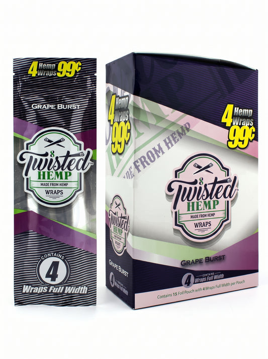 Twisted Hemp Wraps | Grape Burst | 1pk | 4 Wraps per Pack