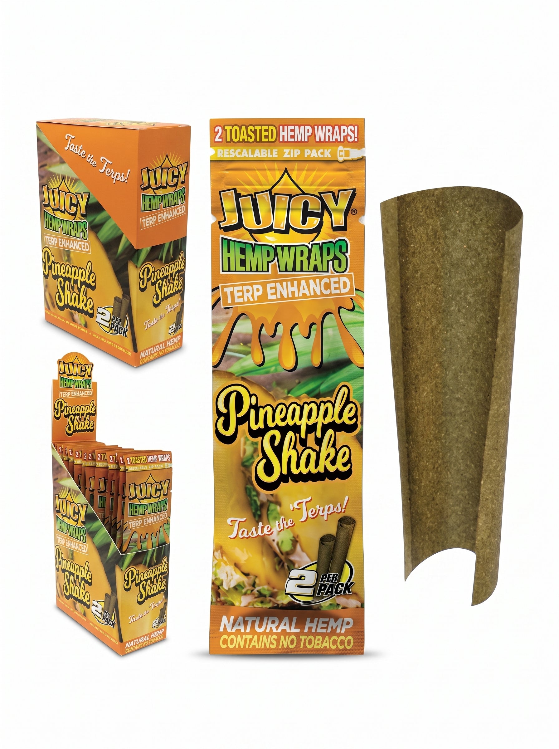 Juicy Terp Enhanced Hemp Wraps | Pineapple Shake| 1pk | 2 Wraps per Pack