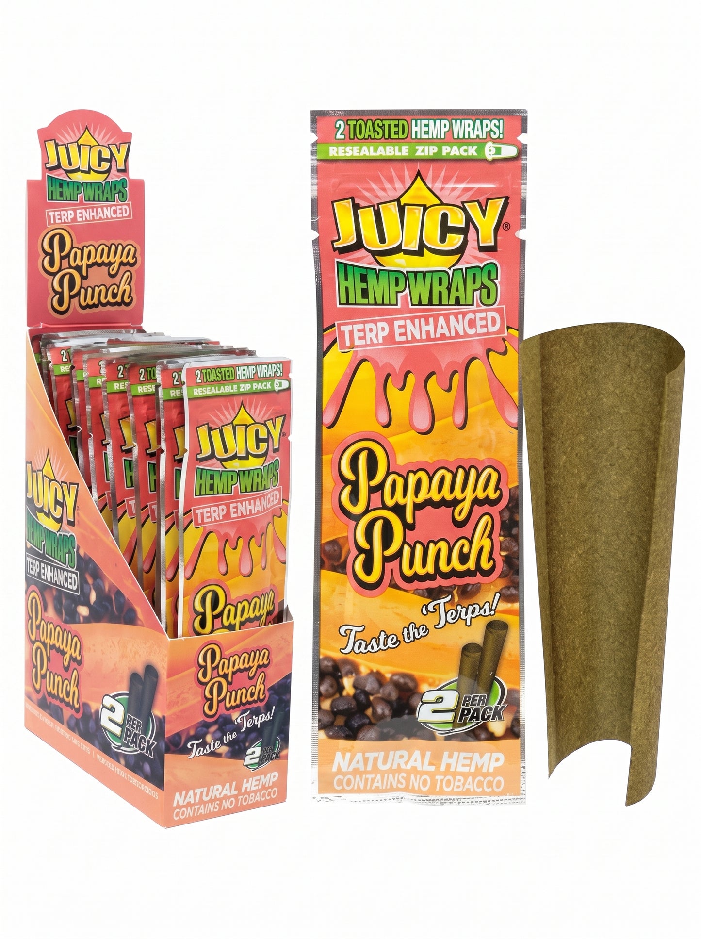 Juicy Terp Enhanced Hemp Wraps | Papaya Punch | 1pk | 2 Wraps per Pack