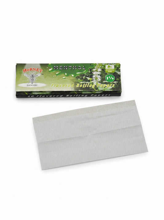 Hornet Fine European Flavored Rolling Papers | Menthol | 1 1/4 Size | 1pk | 50 Leaves per Pack