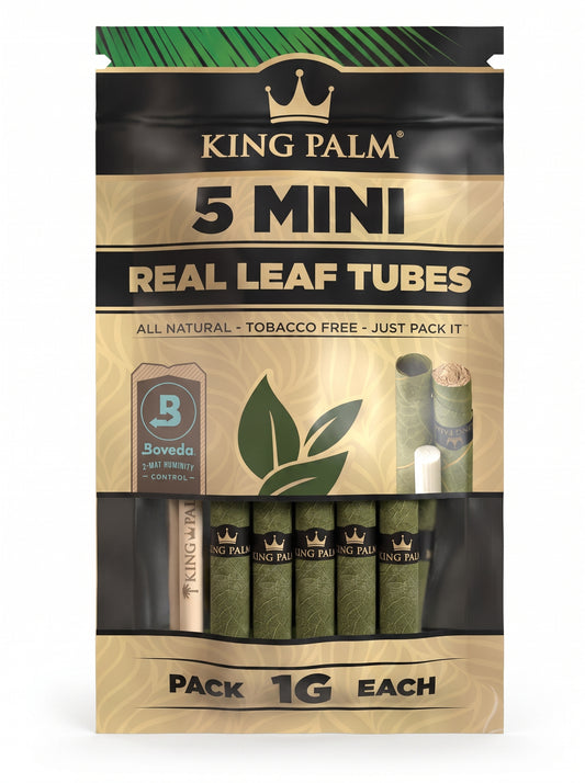 King Palm Hand-Rolled Leaf Wraps | Mini | 1g | 1pk | 5 Hand-Rolled Leaf Wraps per Pack