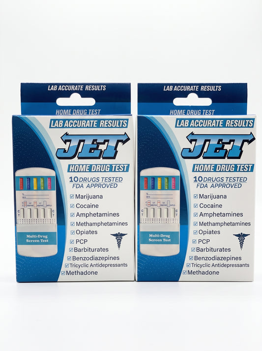 JET Home Drug Test 10 |Panel Drug Screen Test | THC/COC/METH/OPI/PCP | Accurate Lab Results