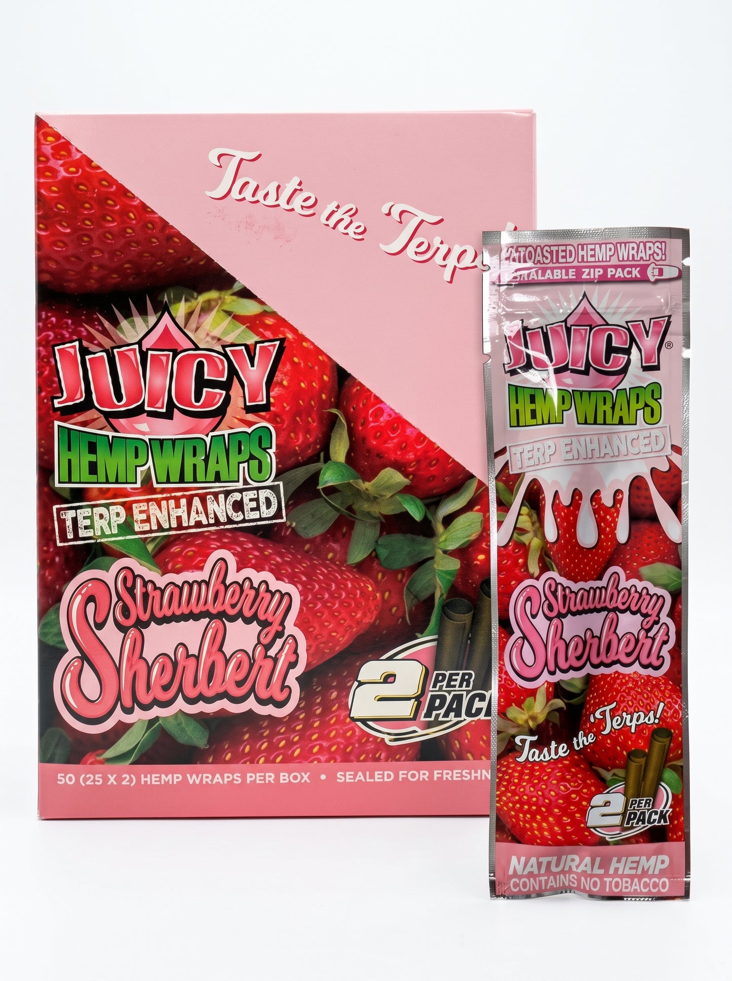 Juicy Terp Enhanced Hemp Wraps | Strawberry Sherbert | 1pk | 2 Wraps per Pack